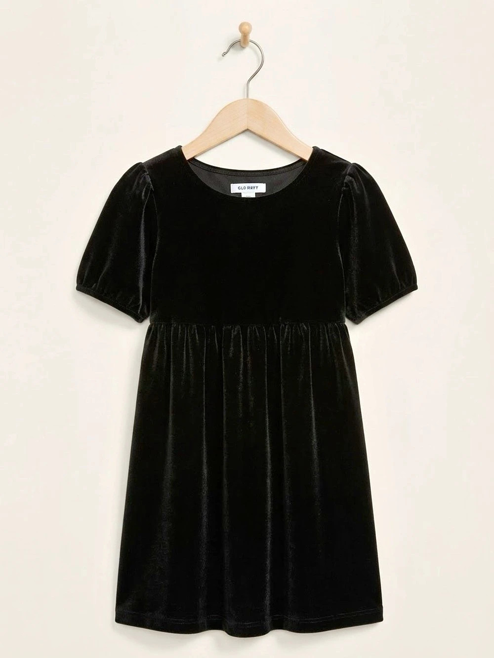 Old Navy Cozy Velour Puff-Sleeve Swing Dress for Girls in Black